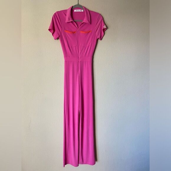Peachy Den The Kernel Jersey Pink Jumpsuit Short Sleeves Size XS - Picture 8 of 12